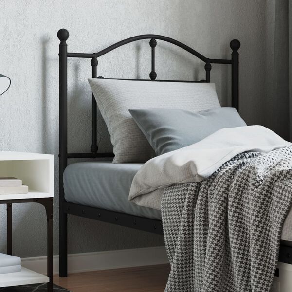 vidaXL T&ecirc;te de lit de remplacement m&eacute;tal noir 80 cm