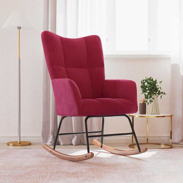vidaXL Chaise &agrave; bascule Rouge bordeaux Velours