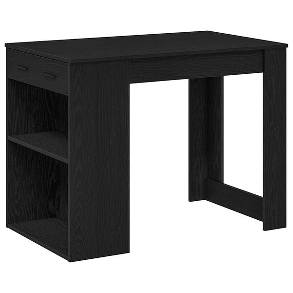 vidaXL Bureau avec tiroir et &eacute;tag&egrave;re ch&ecirc;ne noir bois d'ing&eacute;nierie