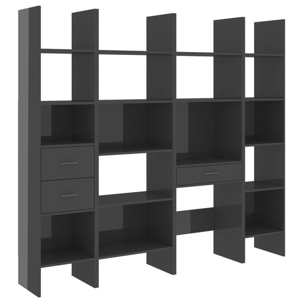 vidaXL Ensemble de biblioth&egrave;que 4 pcs Gris brillant Bois d'ing&eacute;nierie