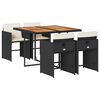 vidaXL Ensemble &agrave; manger de jardin coussins 5pcs Noir R&eacute;sine tress&eacute;e