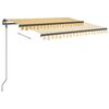 vidaXL Auvent r&eacute;tractable manuel et poteaux 3,5x2,5 m Jaune et blanc