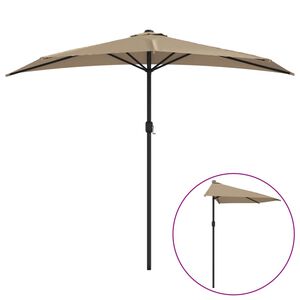 vidaXL Parasol de balcon avec m&acirc;t en aluminium Taupe 270x144 cm Demi