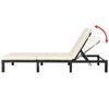 vidaXL Chaise longue avec coussin R&eacute;sine tress&eacute;e Noir