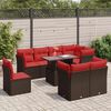 vidaXL Salon de jardin avec coussins 9pcs marron résine tressée acacia