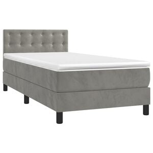 vidaXL Sommier &agrave; lattes de lit et matelas Gris clair 90x190 cm Velours