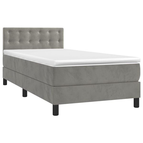 vidaXL Sommier &agrave; lattes de lit et matelas Gris clair 90x190 cm Velours