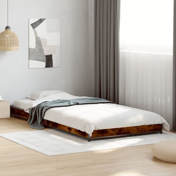 vidaXL Cadre de lit sans matelas chêne fumé 100x200 cm