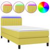 vidaXL Sommier &agrave; lattes de lit avec matelas et LED Vert 90x200cm Tissu