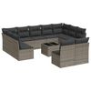 vidaXL Salon de jardin avec coussins 12 pcs gris r&eacute;sine tress&eacute;e