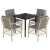 vidaXL Ensemble &agrave; manger de jardin coussins 5 pcs m&eacute;lange beige rotin