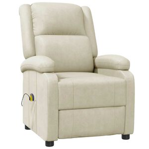 vidaXL Fauteuil de massage blanc cr&egrave;me similicuir