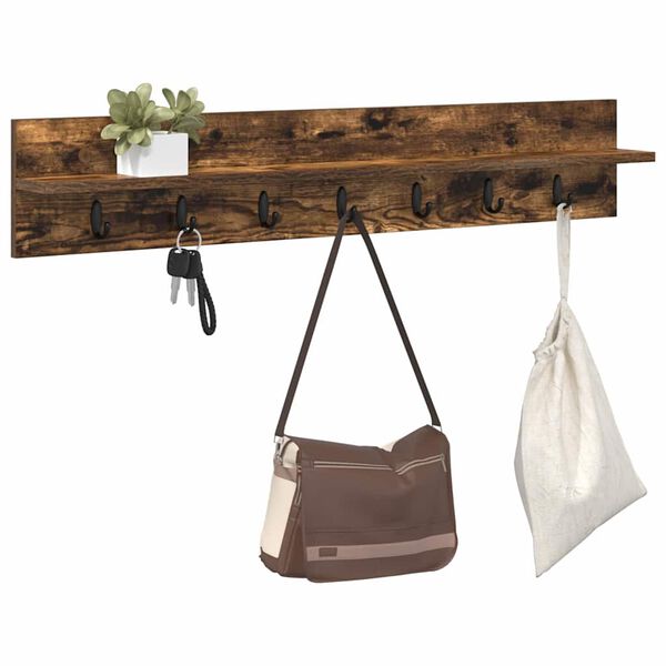 vidaXL Porte-manteau mural Montage mural Ch&ecirc;ne fum&eacute; 100 x 10,5 x 18 cm