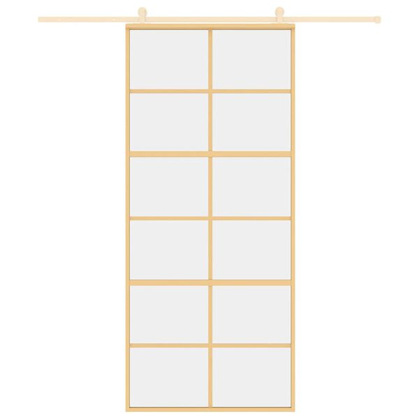 vidaXL Porte coulissante doré 90x205 cm verre ESG clair et aluminium