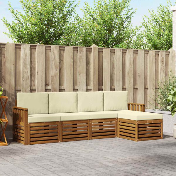 vidaXL Ensembles de canap&eacute;s avec coussin 5 pcs Naturel et Cr&egrave;me