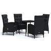 vidaXL Ensemble &agrave; manger de jardin avec coussins 5 pcs Noir