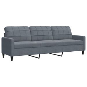 vidaXL Canap&eacute; &agrave; 3 places Gris fonc&eacute; 210 cm Velours