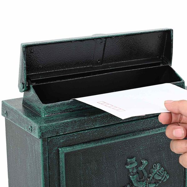 vidaXL Bo&icirc;te aux lettres murale Vert 29 x 13 x 41 cm Aluminium coul&eacute;