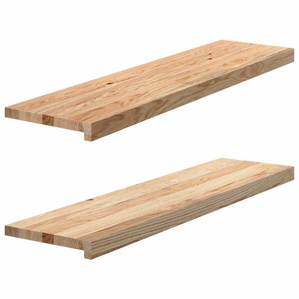 vidaXL Marches d'escalier 2 pcs non trait&eacute; bois de ch&ecirc;ne massif
