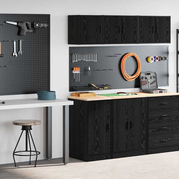 vidaXL Armoires de garage 2 pcs noir bois d'ing&eacute;nierie