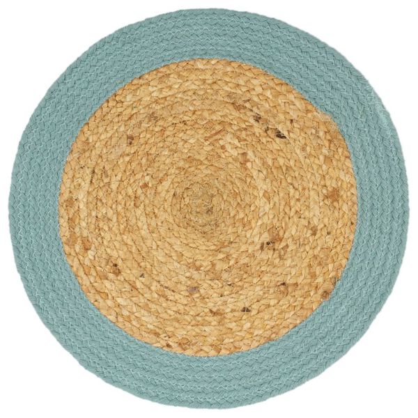 vidaXL Napperons 6 pcs Naturel et vert 38 cm Jute et coton