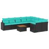 vidaXL Salon de jardin 10 pcs avec coussins noir r&eacute;sine tress&eacute;e