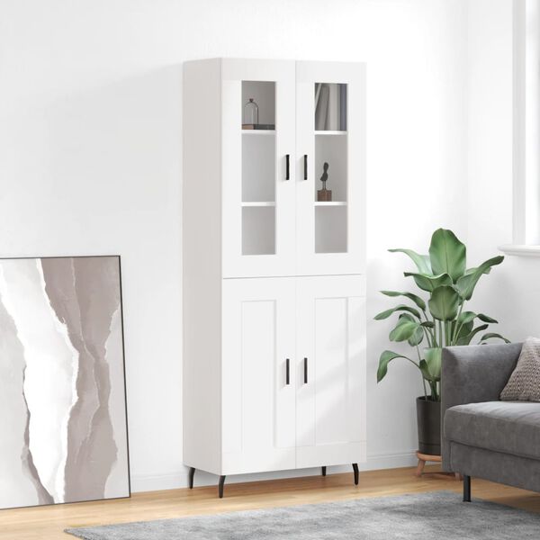 vidaXL Buffet haut Blanc 69,5x34x180 cm Bois d'ing&eacute;nierie