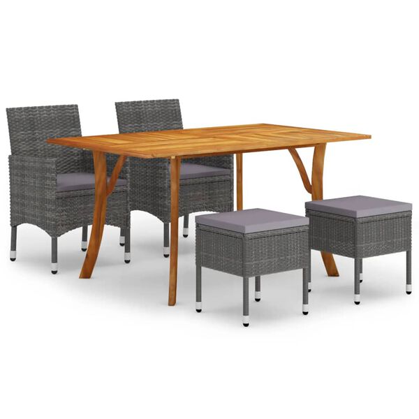 vidaXL Ensemble &agrave; manger de jardin 5 pcs Gris