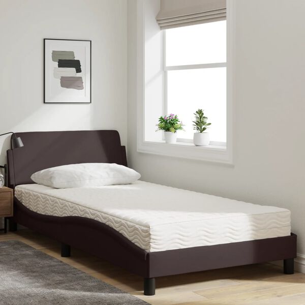 vidaXL Lit avec matelas Dover marron fonc&eacute; 100x200 cm tissu