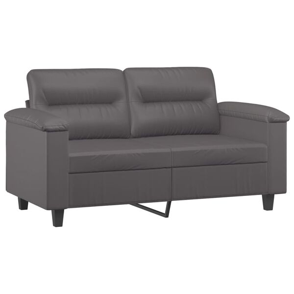 vidaXL Ensemble de canap&eacute;s 2 pcs avec coussins gris similicuir