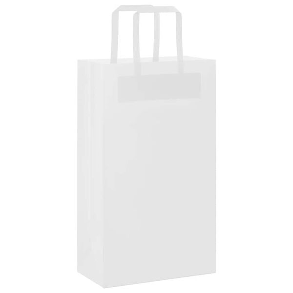vidaXL Sacs en papier 50 pcs avec poign&eacute;es blanc 21x11x36 cm