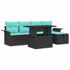 vidaXL Ensemble de canap&eacute; de jardin 6 pc Noir polyrotin