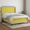 vidaXL Sommier &agrave; lattes de lit matelas et LED Vert 140x190 cm Tissu