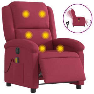 vidaXL Fauteuil inclinable massage &eacute;lectrique rouge bordeaux velours
