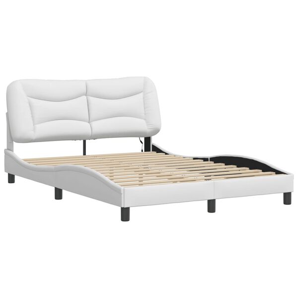 vidaXL Cadre de lit avec LED sans matelas Hvar blanc 140x190 cm