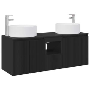 vidaXL Ensemble d'armoire de salle de bain 3 pc Noir