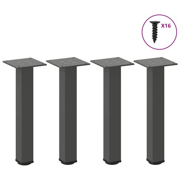 vidaXL Pieds de table basse 4 pi&egrave;ces Anthracite 30-32 cm Acier
