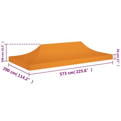 vidaXL Toit de tente de réception 6x3 m Orange 270 g/m²