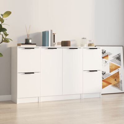 vidaXL Buffets 3 pcs Blanc Bois d'ingénierie