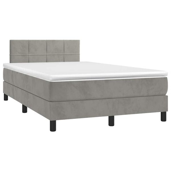 vidaXL Sommier &agrave; lattes de lit avec matelas LED gris clair 120x190 cm