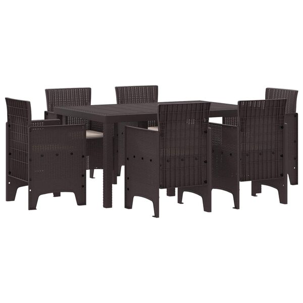 vidaXL Ensemble de salle &agrave; manger pour jardin 7 pcs Marron Rattan Polt