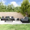 vidaXL Salon de jardin 6 pcs Noir Bois de pin massif