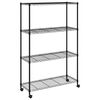 vidaXL &Eacute;tag&egrave;re de rangement 4 niveaux et roues 90x35x137cm Noir 200 kg