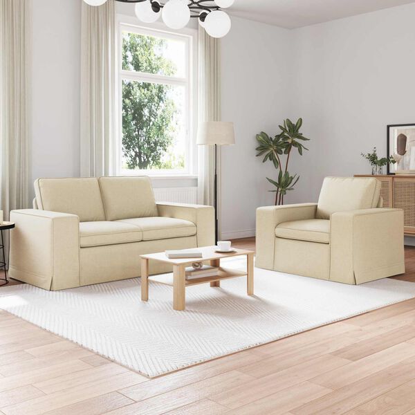 vidaXL Canap&eacute; 2 pcs Cr&egrave;me 182 x 80 x 82 cm tissu