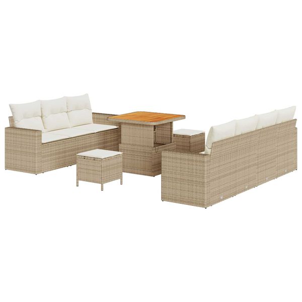 vidaXL Ensemble de canap&eacute; de jardin avec coussin 10 pcs beige et cr&egrave;me