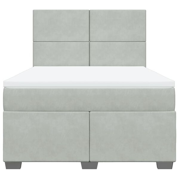 vidaXL Sommier à lattes de lit et matelas Gris clair 140x190cm Velours