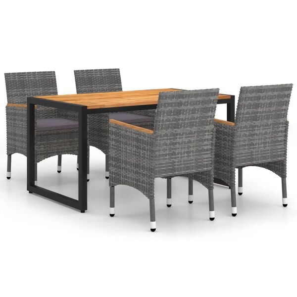 vidaXL Ensemble &agrave; manger de jardin 5 pcs Gris