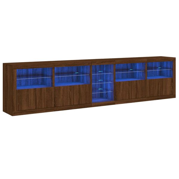 vidaXL Buffet avec lumières LED chêne marron 283x37x67 cm
