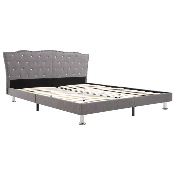 vidaXL Lit avec matelas Gris clair Tissu 160x200 cm