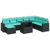 vidaXL Salon de jardin avec coussins 9 pcs gris r&eacute;sine tress&eacute;e acacia